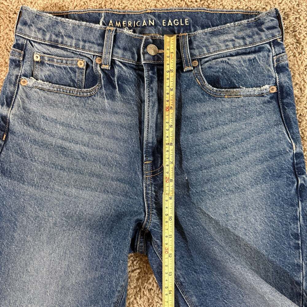 American Eagle Womens High Rise Stretch Jeans Size 6 Medium Wash Raw Hem - Picture 6 of 8
